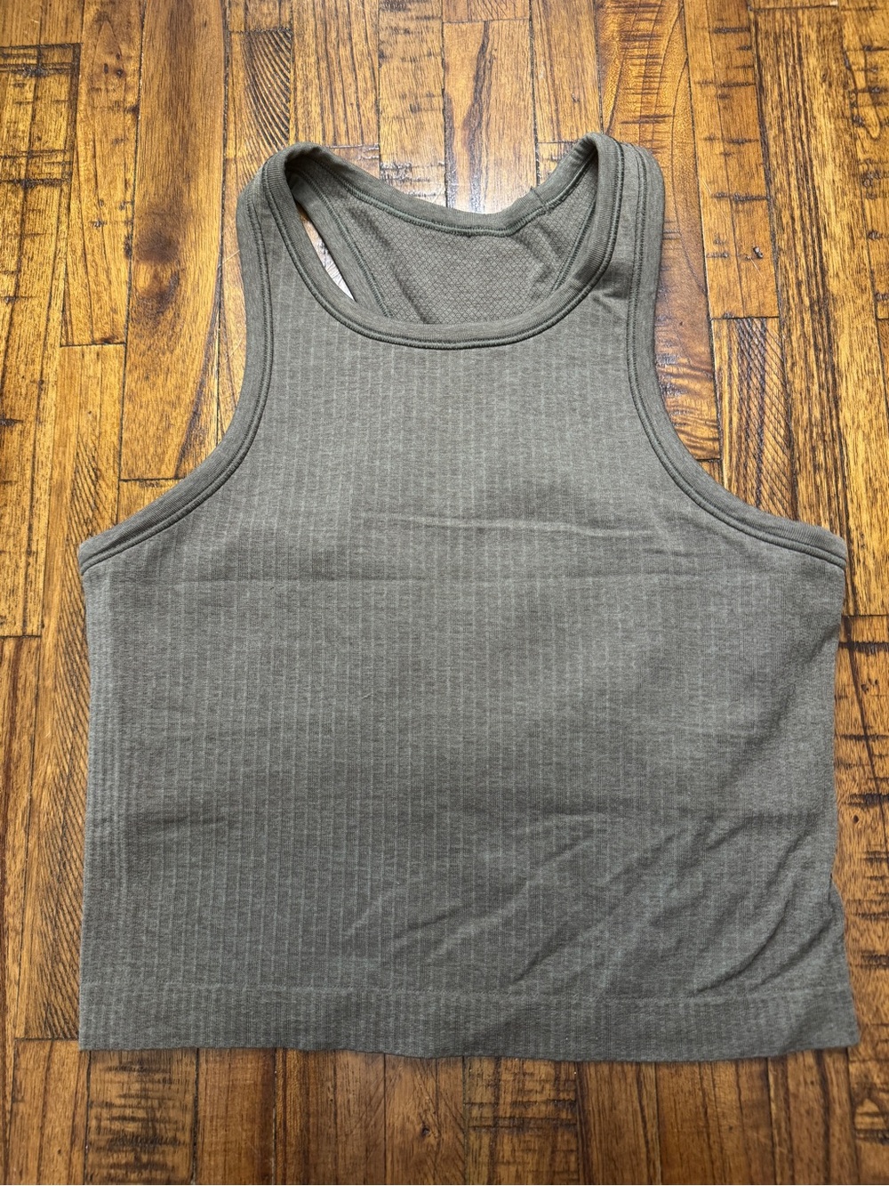 Lululemon Ebb to Street Cropped Racerback Tank in Olive Size 4